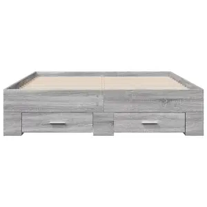 Berkfield Bed Frame with Drawers without Mattress Grey Sonoma 120x190 cm Small Double