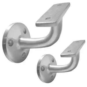 aFIT Handrail Bracket Aluminium Pack 2 Banister Brackets Stair Banister Wall Handrail 63mm