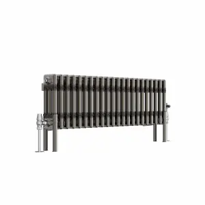 Right Radiators 300x1012 mm Horizontal Traditional 3 Column Cast Iron Style Radiator Raw Metal