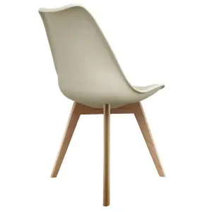 Soho Vanilla Plastic Dining Chair with Squared Light Wood Legs