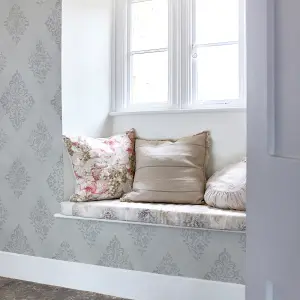 Shabby Chic by Rachel Ashwell Diamond Motif Blue Damask Wallpaper