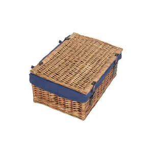 Wicker Packaging Hamper Basket with Lining Navy Blue