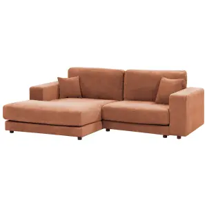 Corner Sofa LOFOTEN Light Red Fabric 3 Seater Right Hand