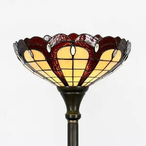 ValueLights Designer Style Tiffany Inspired Stunning Jewel Metal Glass Uplighter Floor Lamp