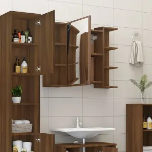 Berkfield Bathroom Mirror Cabinet Brown Oak 80x20.5x64 cm Engineered Wood