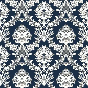 Galerie Stripes And Damask 2 Blue Damask Document Smooth Wallpaper