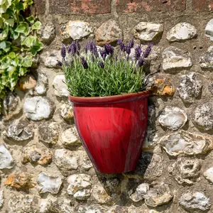 Running Glaze Wall Pot Outdoor Planter - Red