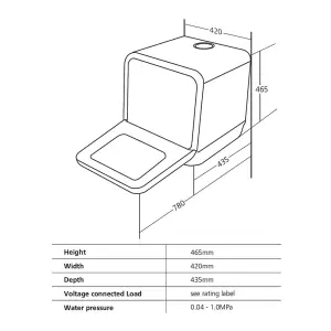 Cookology 3 Place Setting Table Top Dishwasher in Compact Mini Size - MCDW3BK White