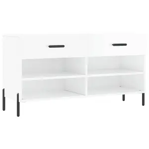 Berkfield Shoe Bench High Gloss White 102x35x55 cm Engineered Wood