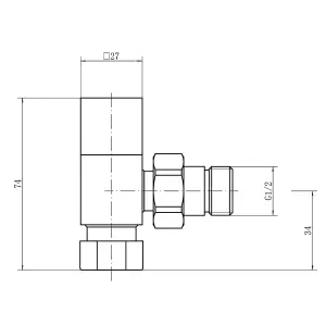 Rinse Bathrooms 15mm Designer Square Angled Radiator Valves Pair Chrome