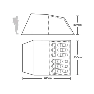 Eurohike Sendero 6 Man Family Tent with Sewn in Groundsheet