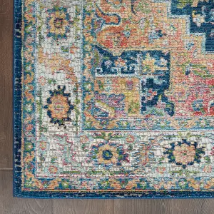 Blue/Multi Rug, Floral Persian Rug, Stain-Resistant Traditional Luxurious Rug for Bedroom, & Dining Room-71cm X 244cm (Runner)