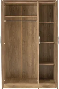 Charles 3 Door All Hanging Mirrored Robe Oak Effect Walnut Trim