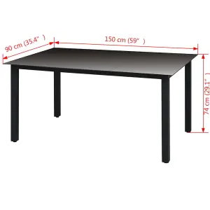 Berkfield Garden Table Black 150x90x74 cm Aluminium and Glass