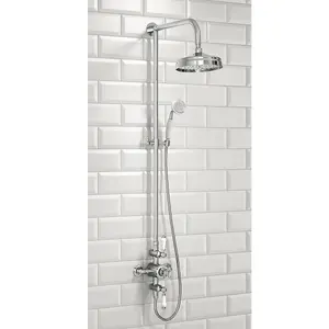 Traditional Chrome Rigid Riser Shower with Fixed Head and Handset