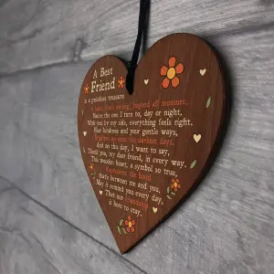 Red Ocean Thoughtful Gift For Best Friend Poem Wood Heart Friendship Gifts For Her Thank You Gifts For Friend