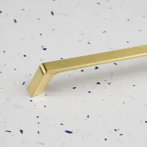 Polished Brass Cabinet Tapered Modern Handle 160mm Hole Centres Door Drawer Cabinet Pull Wardrobe Furniture Replacement Upcycle