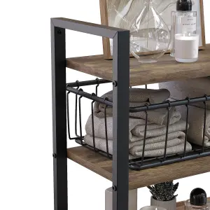 Lana Matt Wood Rectangular Wall-mounted Bathroom Shelf (D)23.5cm (H)48cm (L)23.5cm