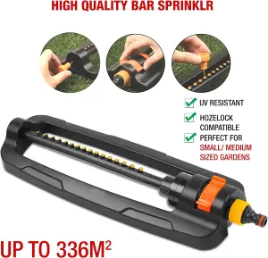 Garden Sprayer Sprinklers for Lawns Garden Bar with 16 Durable Nozzles-Oscillating Sprinkler with Built-In Cleaning Pin