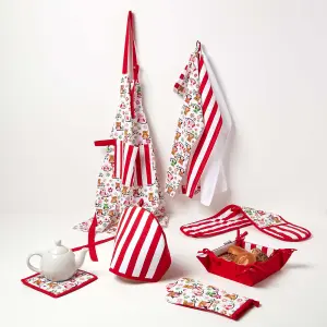 Homescapes Red Stripe Reversible Bread Basket