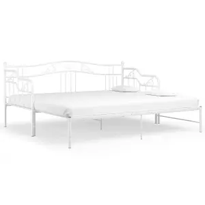 Berkfield Pull-out Sofa Bed Frame White Metal 90x200 cm