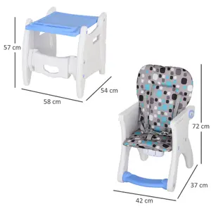 HOMCOM 2-in-1 Convertible Baby High Chair Booster Seat w/ Removable Tray Blue