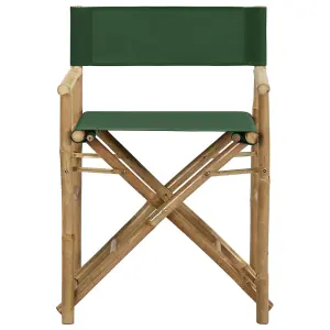 Berkfield Folding Director's Chairs 2 pcs Green Bamboo and Fabric