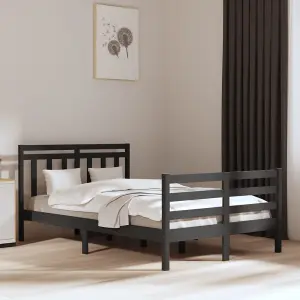 Berkfield Bed Frame Grey Solid Wood 135x190 cm 4FT6 Double