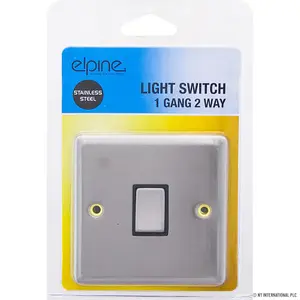 Stainless Steel Single Light Switch 1 Gang 2 Way On/off With Fixing Screw