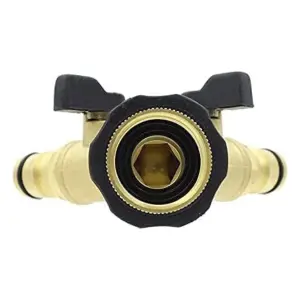 2 Way Brass Hose Splitter - Garden Hose Connector with Dual Water Taps Connector with Individual On/Off valves