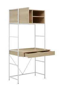 Interiors By Premier Stable Natural Oak Shelf Unit, Sleek And Versatile Narrow Shelving Unit, Easily Maintained Work Space