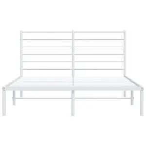 Berkfield Metal Bed Frame with Headboard White 120x190 cm 4FT Small Double