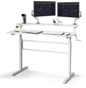 Costway 2-Tier Standing Computer Desk Sit To Stand Workstation Ergonomic Computer Table White