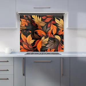 Autumn Leaves Design Premium Glass Kitchen Splashback W900mm x H750mm