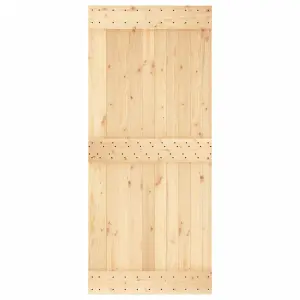 Berkfield Sliding Door with Hardware Set 90x210 cm Solid Wood Pine