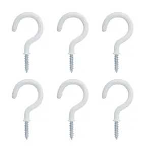 White Extra large Cup hook (L)56mm, Pack of 6