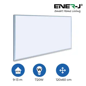 120x60cm, 720W Infrared Heating Panel, Carbon Crystal Technology, IP24, White Body