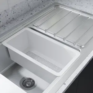 GoodHome Romesco Brushed Stainless steel 1 Bowl Kitchen sink With full drainer 510mm x 880mm