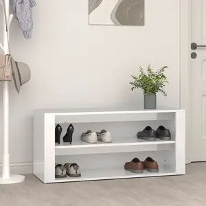 Berkfield Shoe Rack High Gloss White 100x35x45 cm Engineered Wood