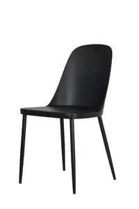 PAIR of Black plastic Aspen duo chairs with black metal legs