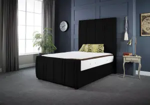 DS Living Lucinda Upholstered Soft Plush Black Velvet Luxury Bed Frame