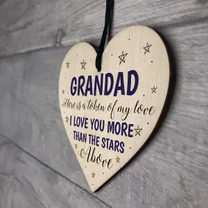 Red Ocean Grandad Gift From Grandchildren Wood Heart Novelty Fathers Day Birthday Gift For Grandad Keepsake