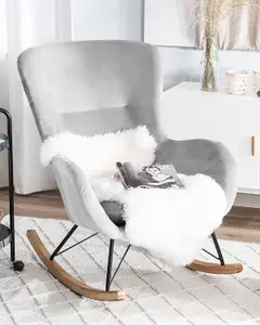 Rocking Chair ELLAN Velvet Light Grey