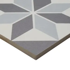 Colours Hydrolic Black & white Matt Star Porcelain Wall & floor Tile Sample