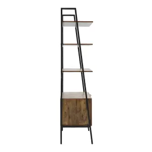 Wooden 4-Tier Ladder Shelf with Storage Cabinet