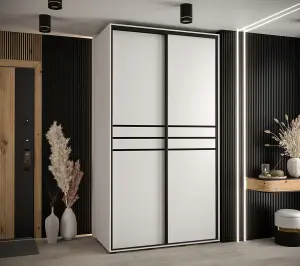 Bright White Sliding Wardrobe W140cmH205cmD60cm - Streamlined Storage for Modern Bedrooms