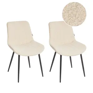 Set of 2 Dining Chairs DUBROVNIK Boucle Light Beige