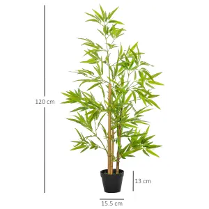 Outsunny Set of 2 120cm/4FT Artificial Bamboo Trees Plant w/ Pot Indoor Outdoor