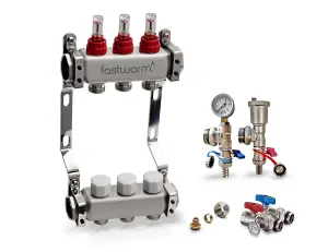 Fastwarm 3 Port Manifold including Isolation + Fill/Drain Valves