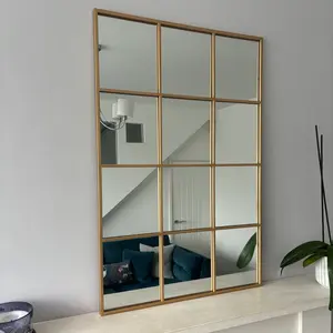 Rectangle Metal Window Panel Mirror Gold / 90cm H x 60cm W